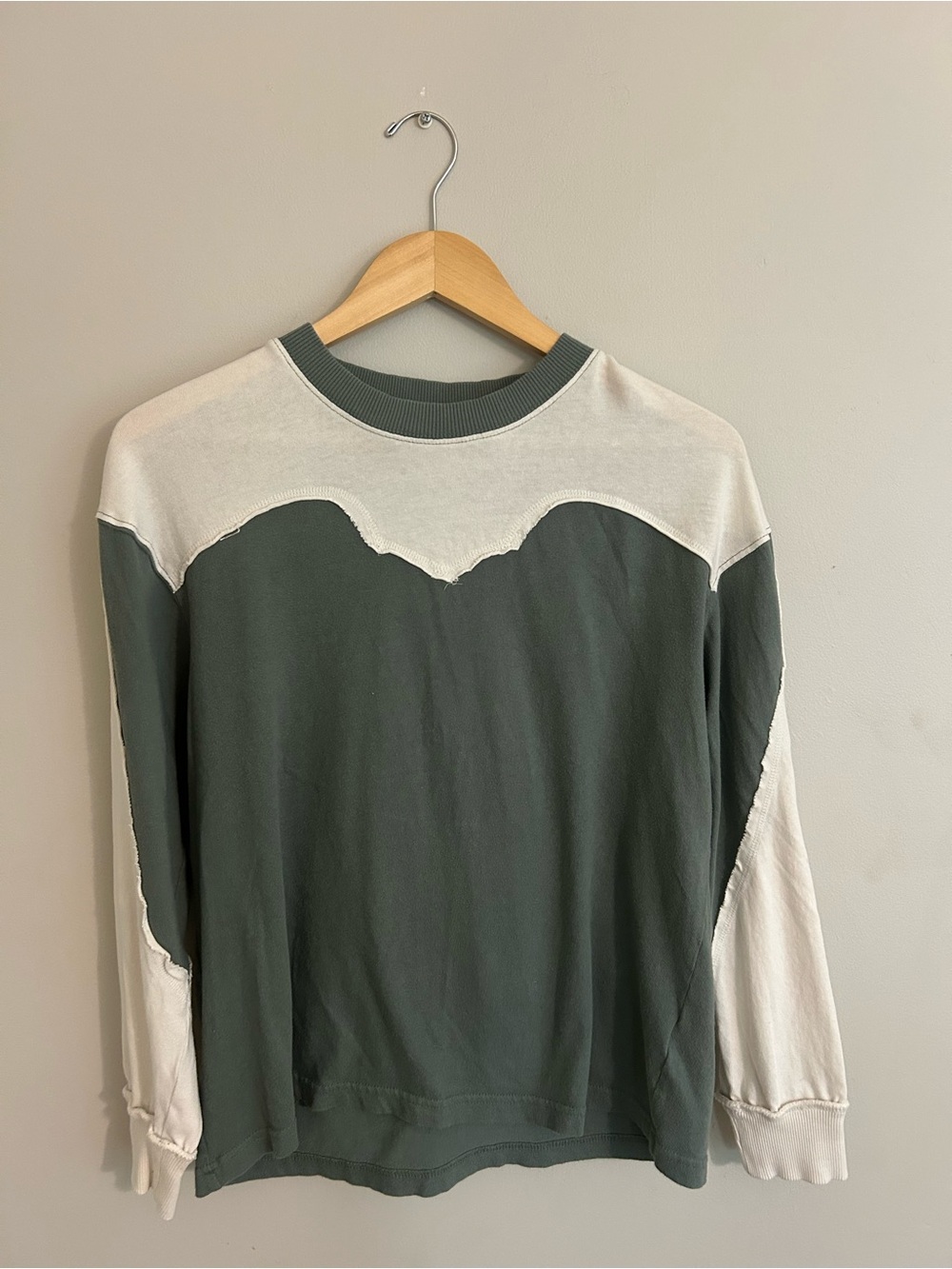 BDG Sage Green and Cream Crewneck Sweatshirt